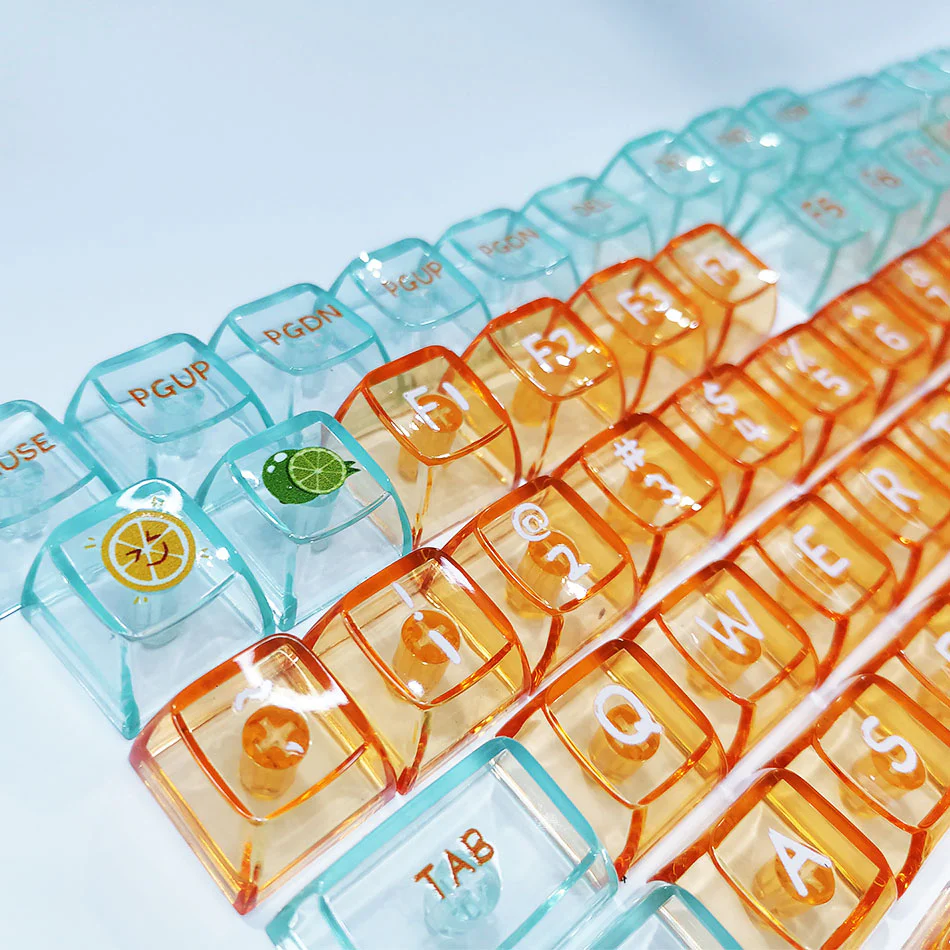 Royal Kludge CBSA-4 132 Keys Plastic Transparent Profile Keycaps Fullset (Orange) - Image 2