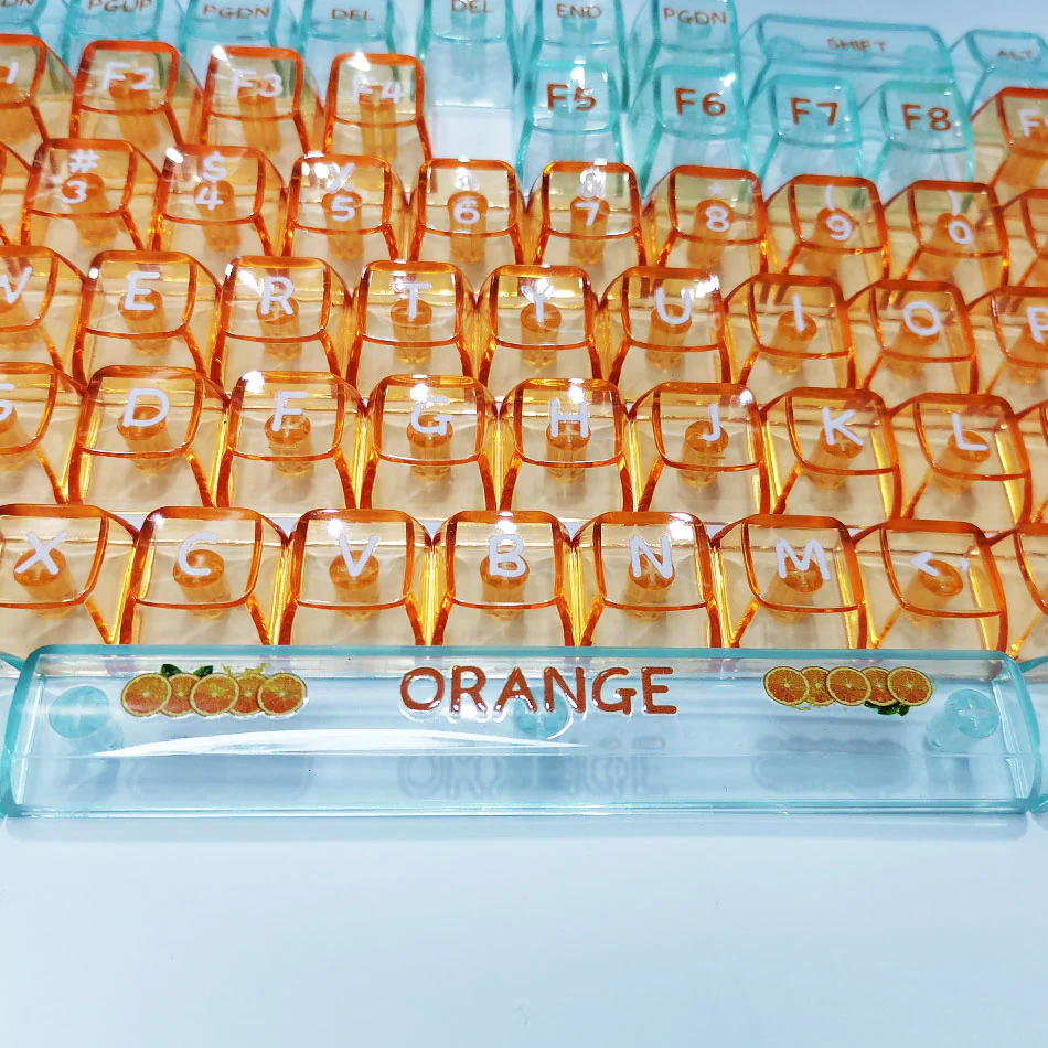 Royal Kludge CBSA-4 132 Keys Plastic Transparent Profile Keycaps Fullset (Orange) - Image 3