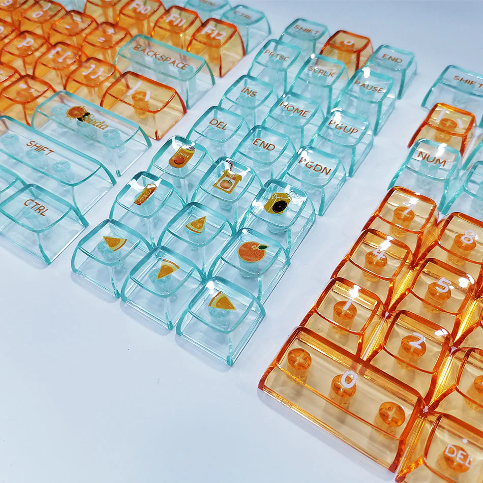 Royal Kludge CBSA-4 132 Keys Plastic Transparent Profile Keycaps Fullset (Orange) - Image 4