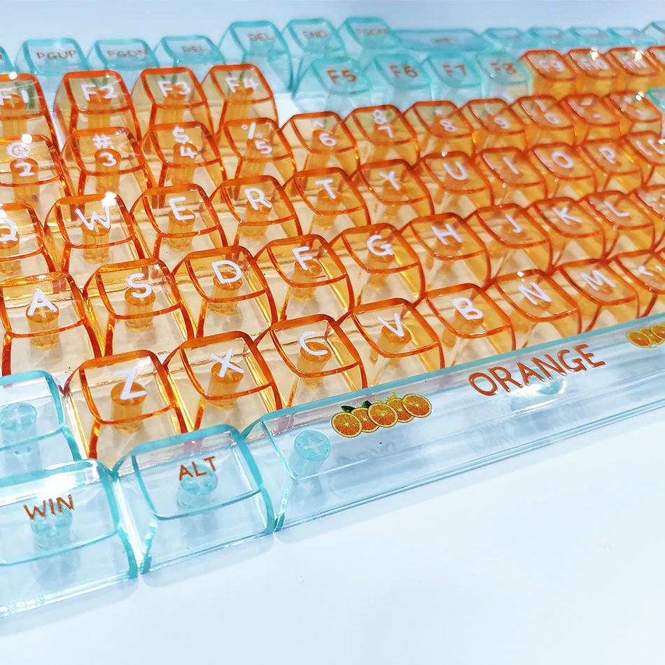 Royal Kludge CBSA-4 132 Keys Plastic Transparent Profile Keycaps Fullset (Orange) - Image 5