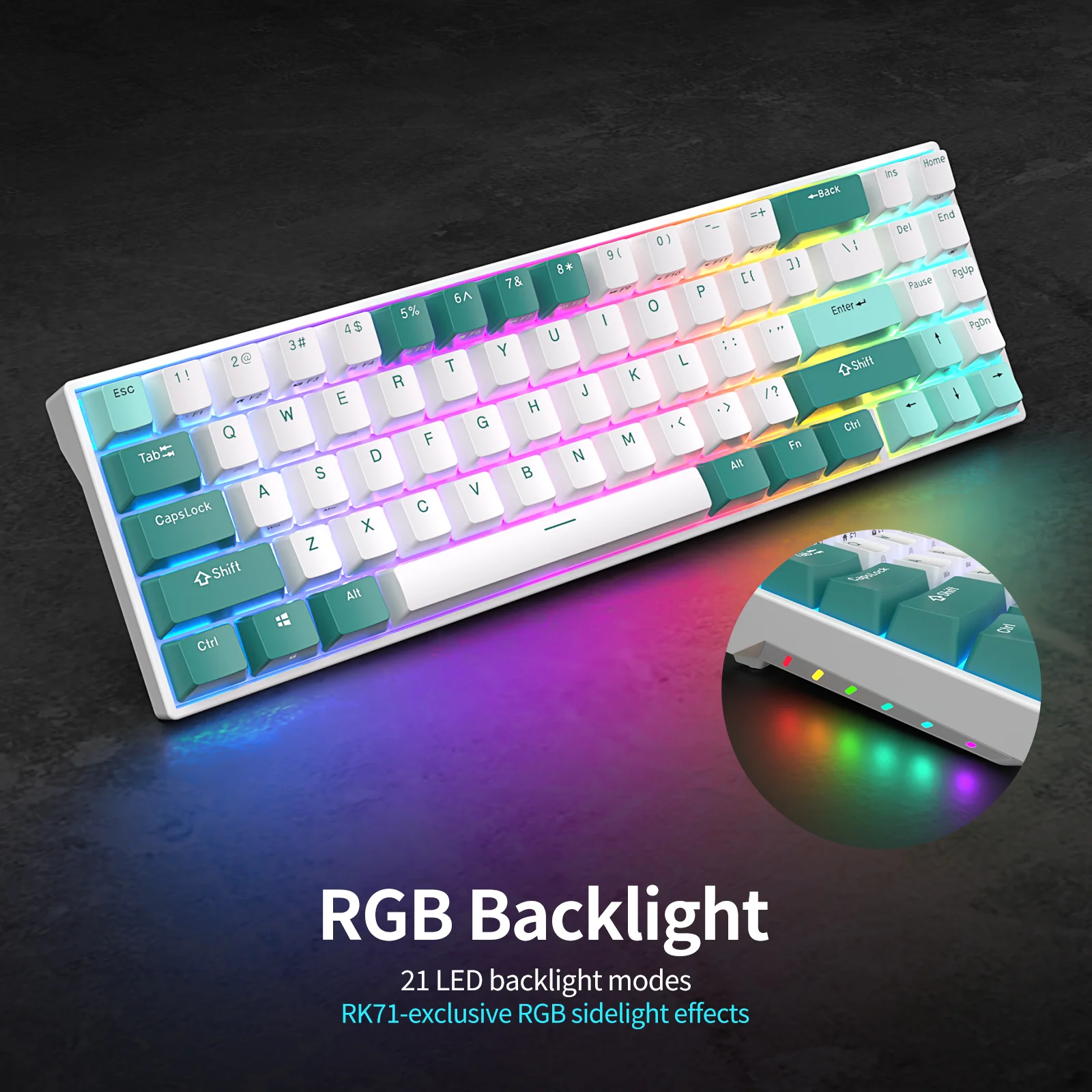 Royal Kludge RK71 Tri-Mode RGB 71 Keys Hot Swappable Mechanical Keyboard Camp Green - Image 5
