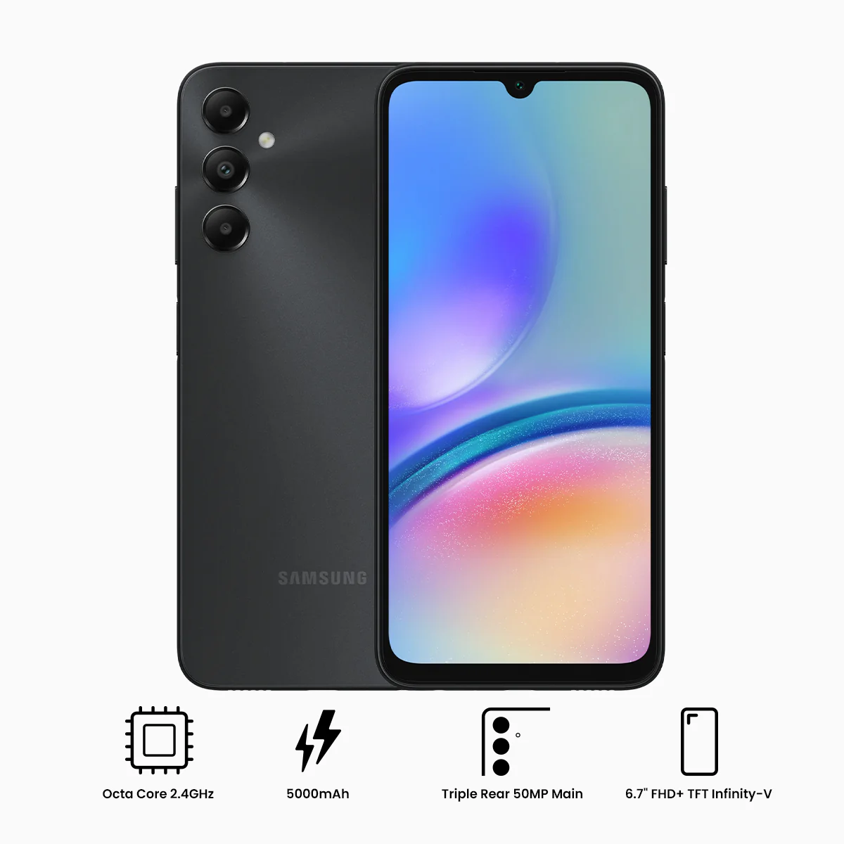 Samsung Galaxy A05S SM-A057F/DS | 128GB+4GB RAM | LTE + Wi-Fi | 6.7" FHD + TFT Infinity-V | Android 13 | Octa Core 2.4GHz | 50MP + 13MP | 5000mAh (Black, Light Green) - Image 3