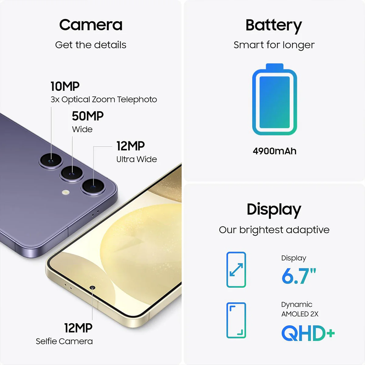 Samsung Galaxy S24+ SM-S926B/Ds | 512GB+12GB RAM | 5G/4G/3G/2G + Wi-fi + Bluetooth | 6.7" QHD + (3120x1440) Dynamic Amoled 2X | Android 14 | Exynos2400 | 50MP + 12MP | 4900mAh (Marble Gray, Onyx Black) - Image 4
