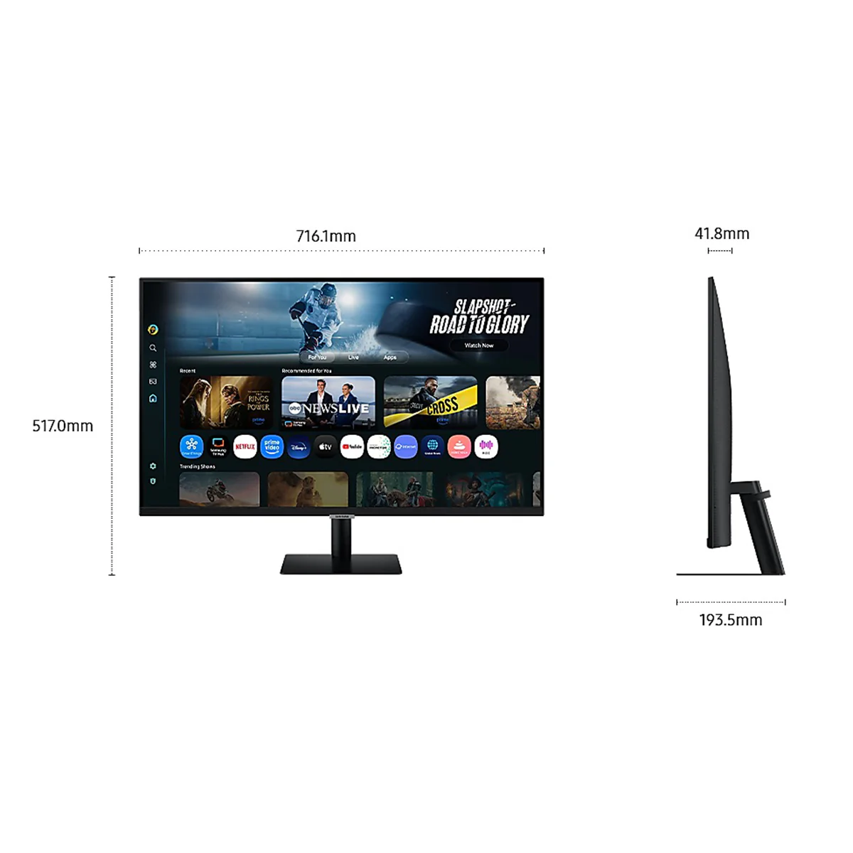 Samsung M7 M70F LS32FM700UEXXP 32" 4K (3840x2160) 60Hz 4ms GTG VA Smart Vision AI, Smart TV Experience with AI, AI Picture Optimizer, Know Security Monitor with Tilt Adjustment - Image 9
