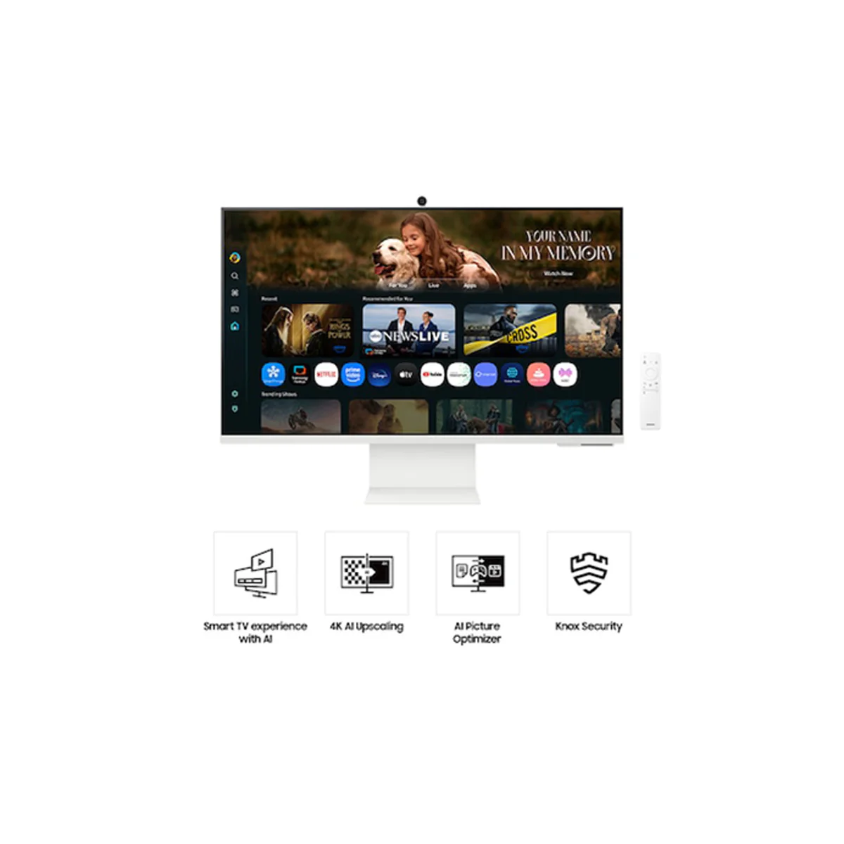 Samsung M8 M80F LS32FM803UEXXP 32" 4K (3840x2160) 60Hz 4ms GTG VA Vision AI Smart Monitor with Tilt, Pivot & Height Adjustment (Warm White) - Image 4