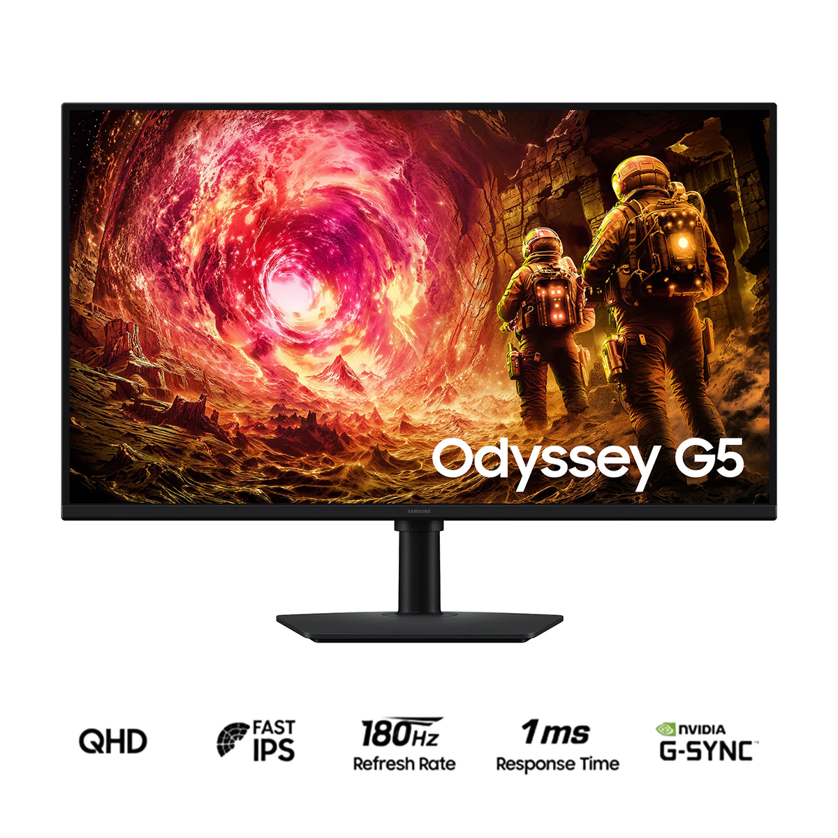 Samsung Odyssey G5 LS32FG502EEXXP 32" QHD (2560x1440) 180Hz 1ms GTG G-Sync Compatible IPS Gaming Monitor with Tilt/ Height/ Pivot/ Swivel Adjustment