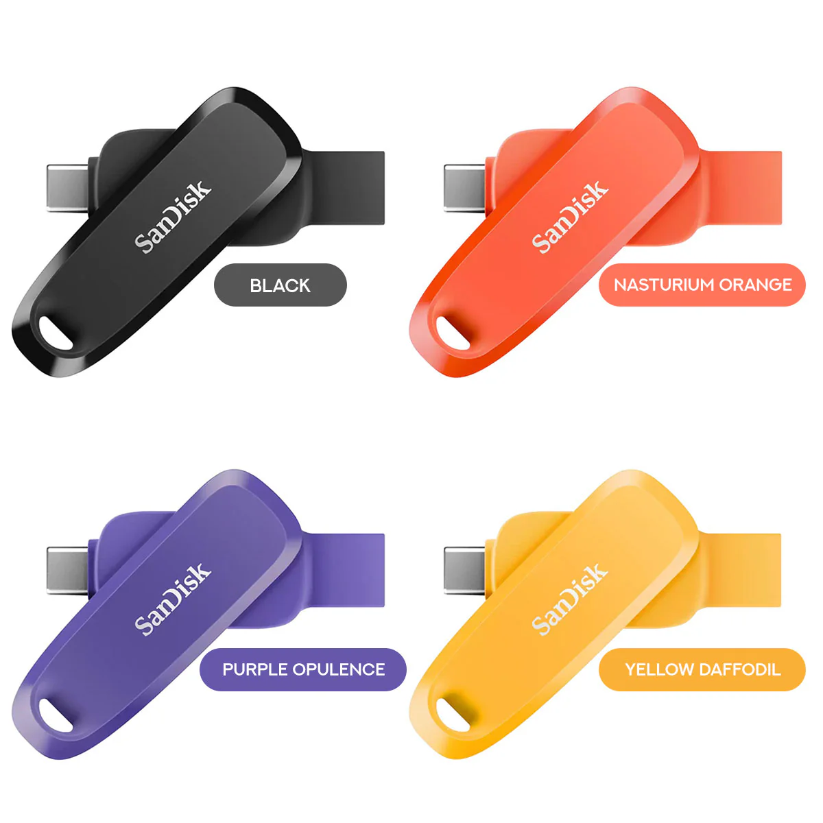 Sandisk Phone Drive for Android - 64GB (Black, Nasturium Orange, Purple Opulence, Yellow Daffodil)