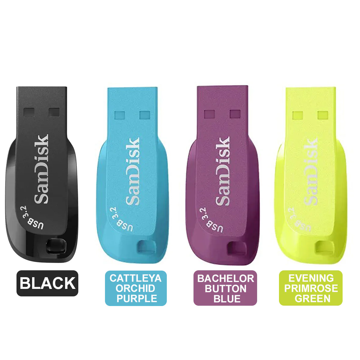 Sandisk Ultra Shift 128GB USB 3.2 Gen 1 Flash Drive (Black, Cattleya Orchid Purple, Bachelor Button Blue, Evening Primrose Green)