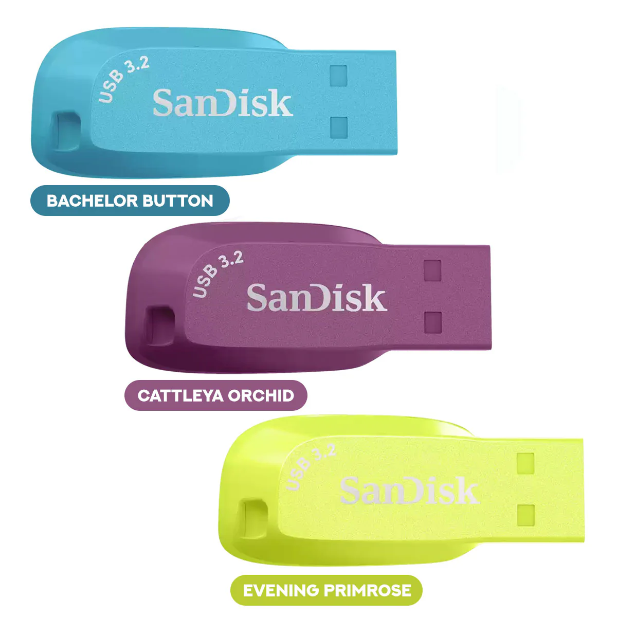 Sandisk Ultra Shift 512GB USB 3.2 Gen 1 Flash Drive (Bachelor Button, Cattleya Orchid, Evening Primrose)