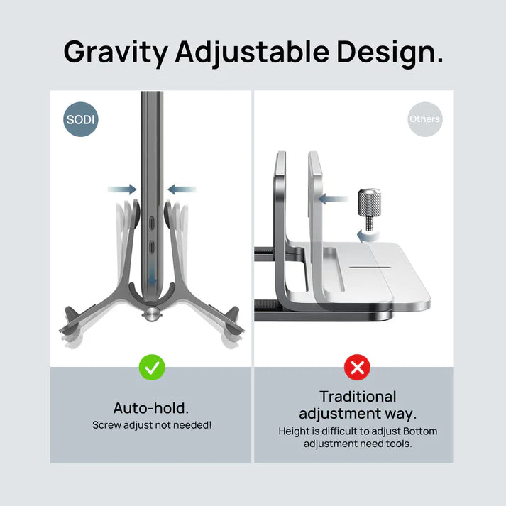 SODI SMS-300 Eiffel Gravity Stand for Macbook (Grey, Silver) - Image 5