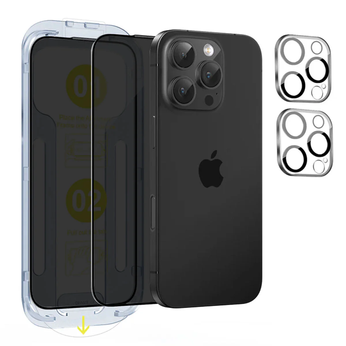 SODI SP03 Privacy Screen Protector with Camera Lens Protector for iPhone 16 Pro Max [2 Pack]