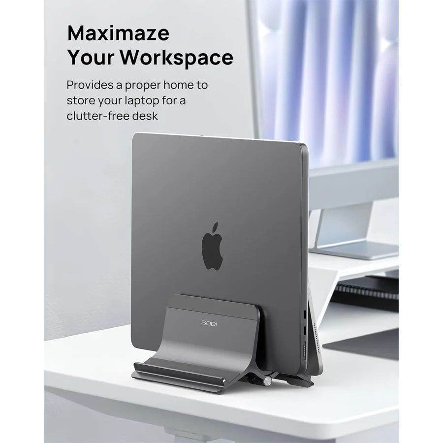 SODI ST02 Aluminum Gravity Holder for MacBook (Grey, Black) - Image 2