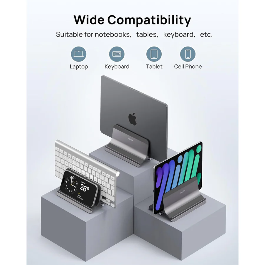 SODI ST02 Aluminum Gravity Holder for MacBook (Grey, Black) - Image 6