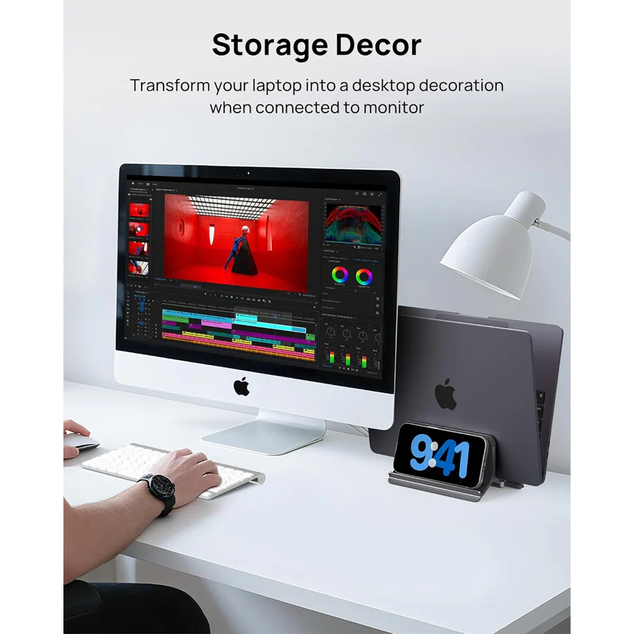 SODI ST02 Aluminum Gravity Holder for MacBook (Grey, Black) - Image 8
