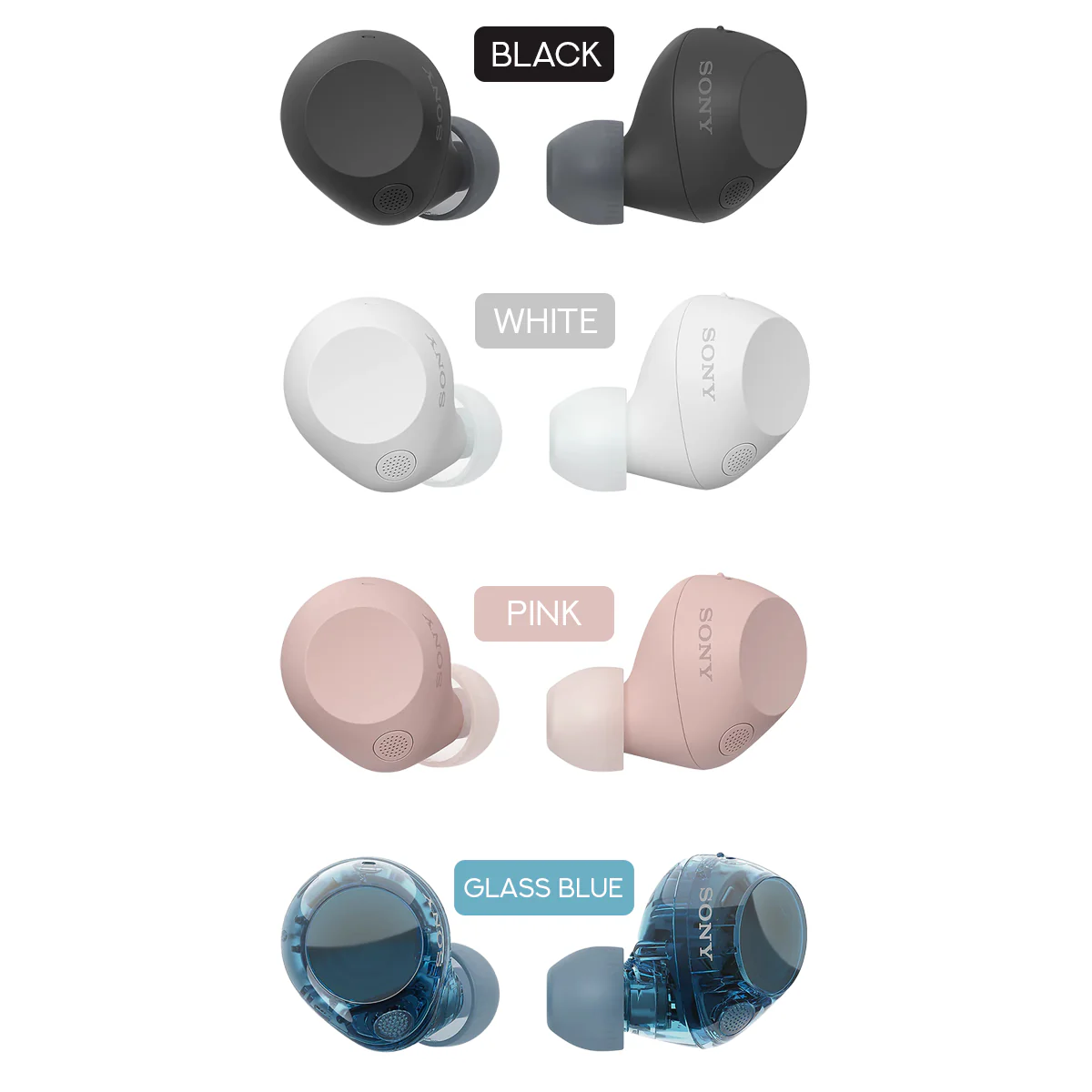 Sony WF-C710N Wireless Noise Cancelling Earbuds (Black, White, Pink, Glass Blue)
