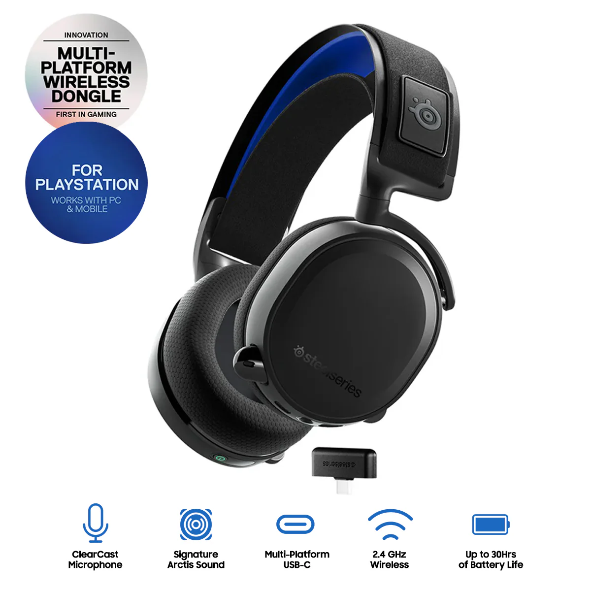 SteelSeries Arctis 7P+ Wireless Gaming Headset (Black) (PN61462)