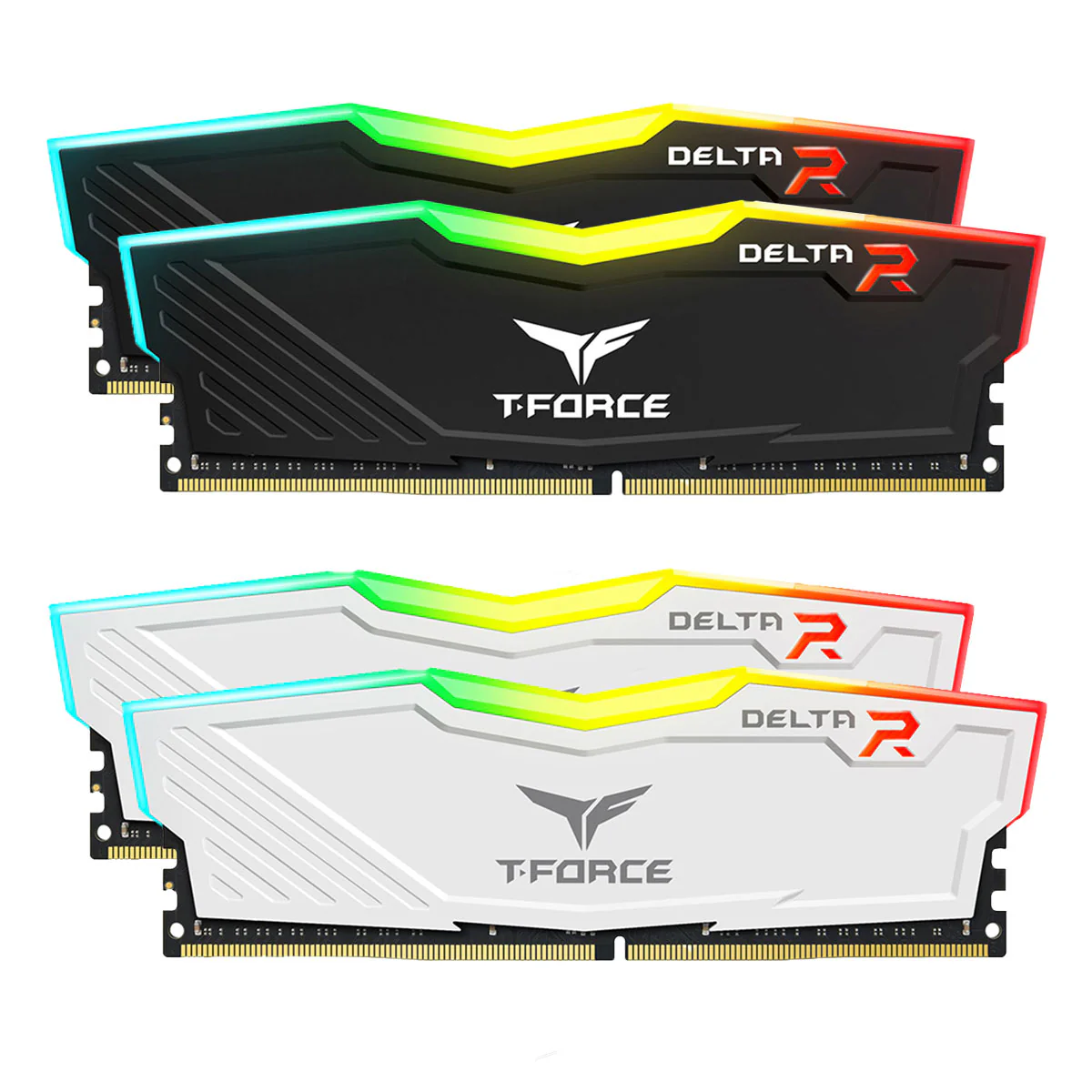 TeamGroup T-Force Delta RGB DDR4 16GB (2X8GB) 3200MHz CL16-18-18-38 1.35V Gaming Desktop Memory (Black, White) (TF3D416G3200HC16CDC01, TF4D416G3200HC16CDC01)