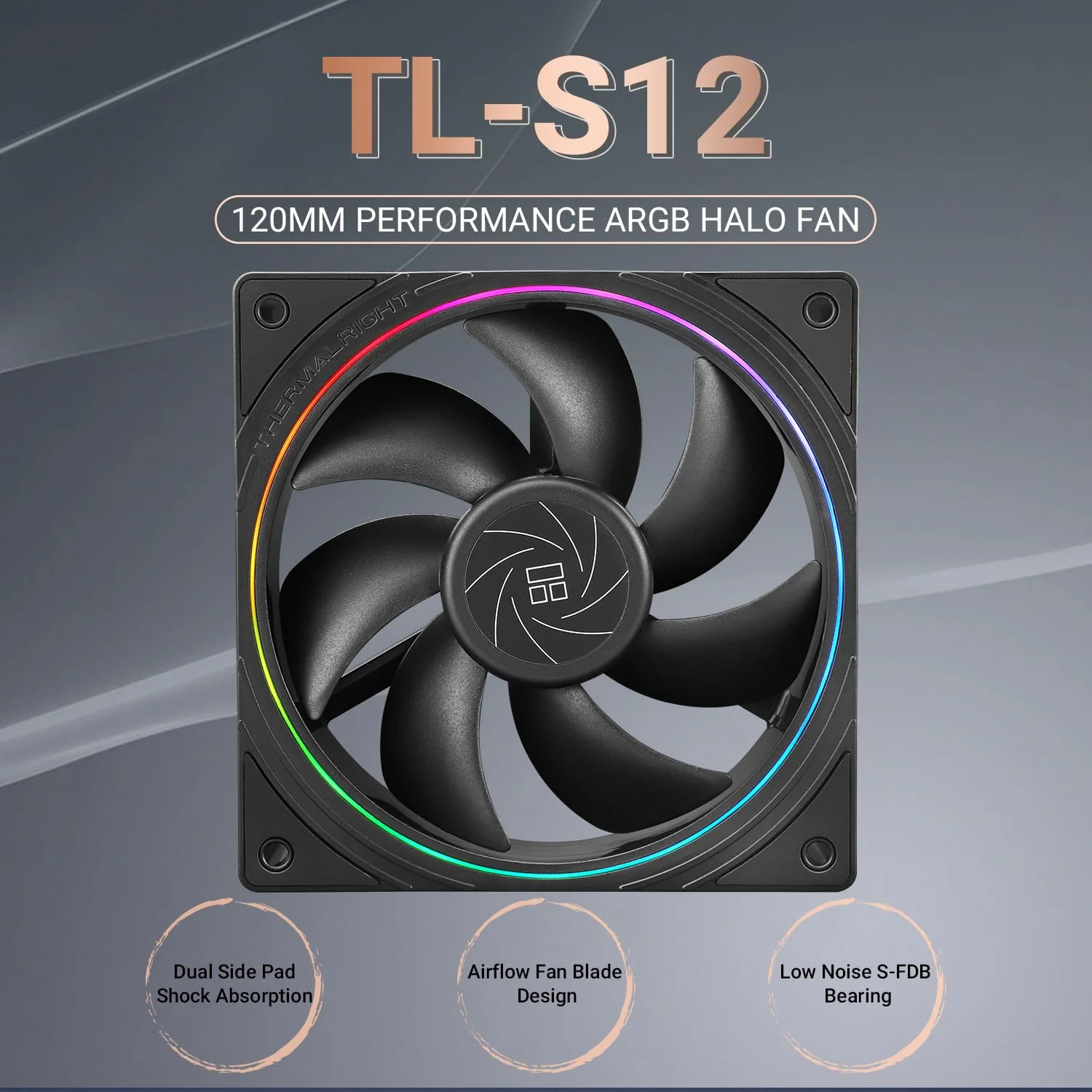 Thermalright TL-S12 120mm PWM ARGB Light Ring Case Fan (Black, White) - Image 3