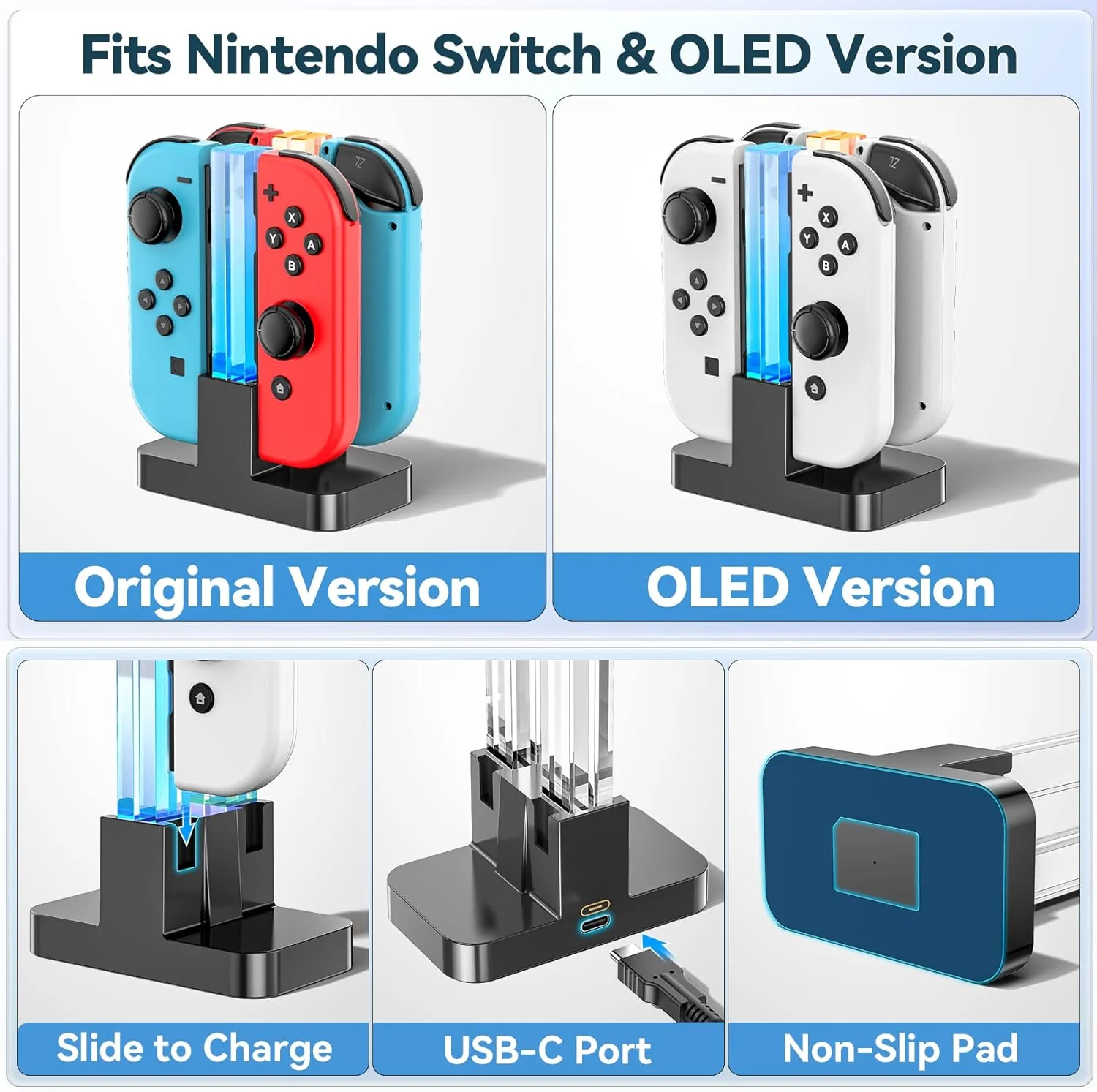 Tokluck Joy Controller Charging Dock For Nintendo Switch (Black) (SW807) - Image 4