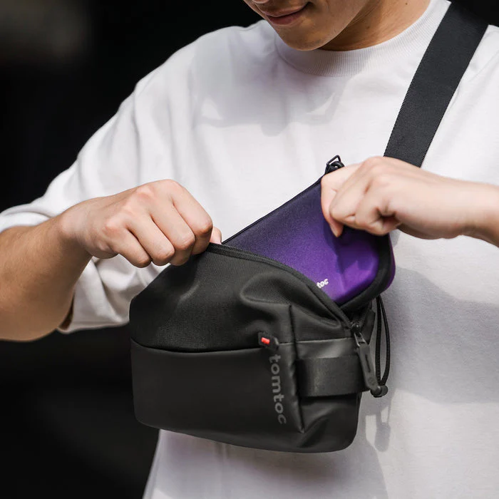 Tomtoc Explorer-T21 Sling Bag With Minimalist EDC Design - Small (Black, Light Gray, Olive Green, Space Grey, Inky Blue) (T21S1D1, T21S1G2, T21S1T1, T21S1G1, T21S1B1) - Image 12