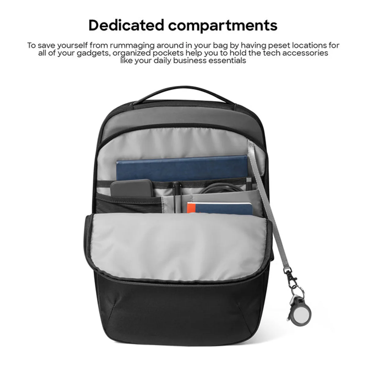 Tomtoc Explorer-T60 15.6" 15L Laptop Backpack (Black) (T60M1D1) - Image 5