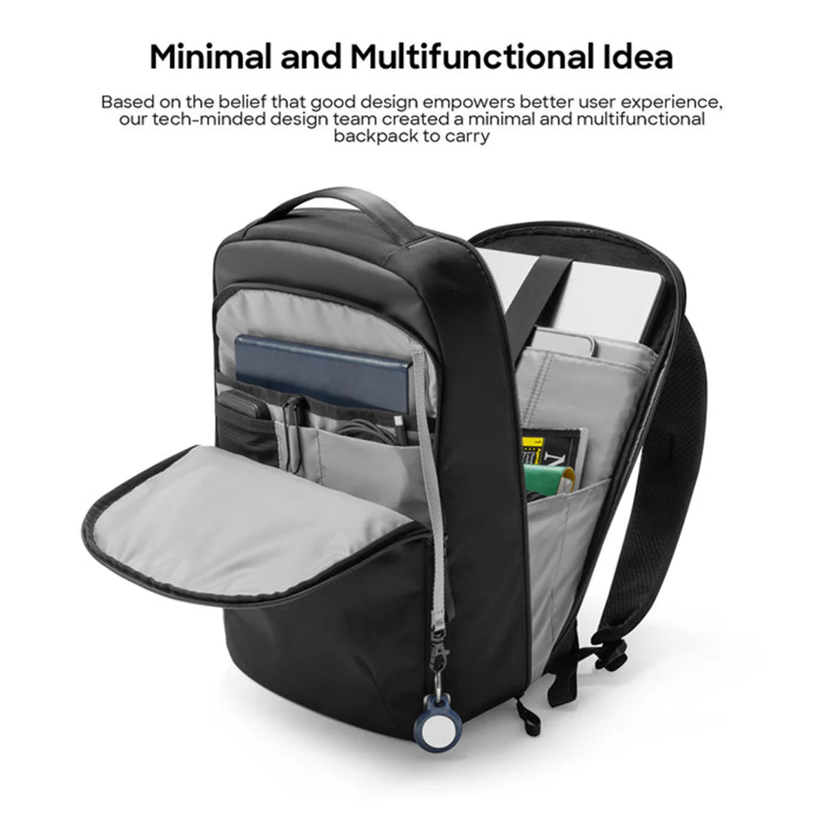 Tomtoc Explorer-T60 15.6" 15L Laptop Backpack (Black) (T60M1D1) - Image 6
