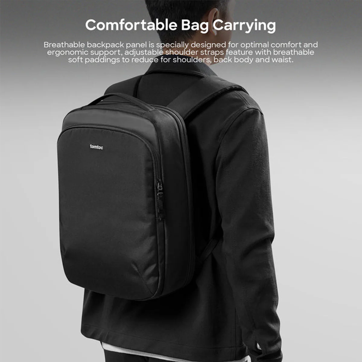 Tomtoc Explorer-T60 15.6" 15L Laptop Backpack (Black) (T60M1D1) - Image 8