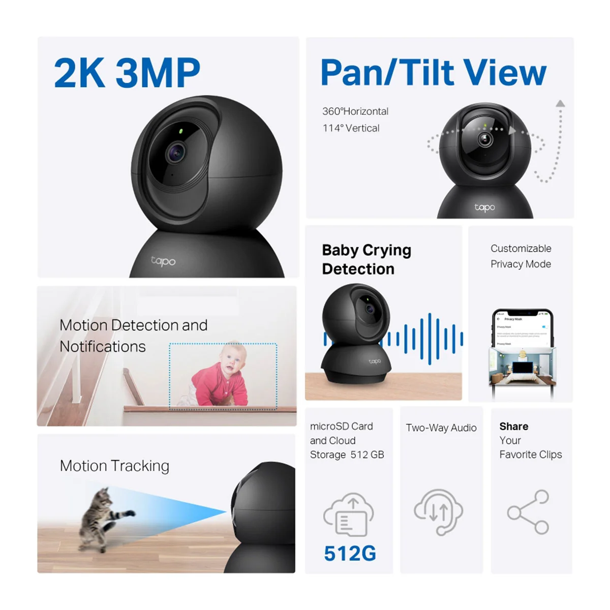 TP-Link TAPO C211 2K 3MP Pan/Tilt Home Security Wi-Fi Camera - Image 6