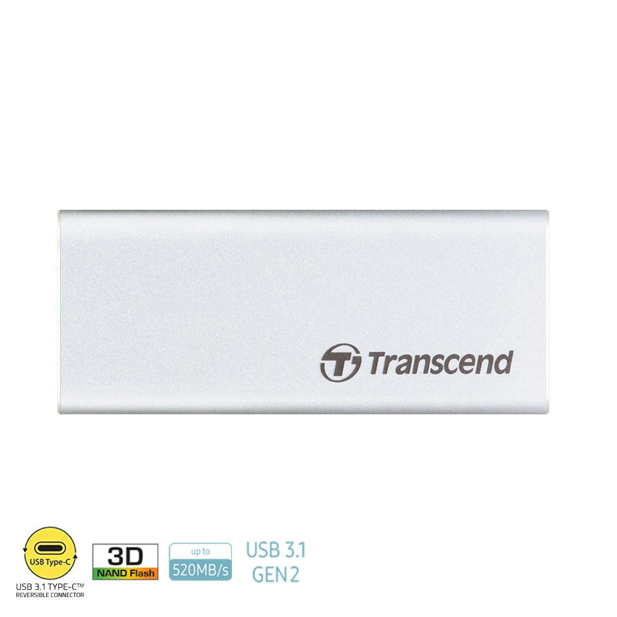 Transcend 1TB ESD260C USB 3.1 Gen 2 Type-C Portable SSD (Silver) (TS1TESD260C) - Image 2