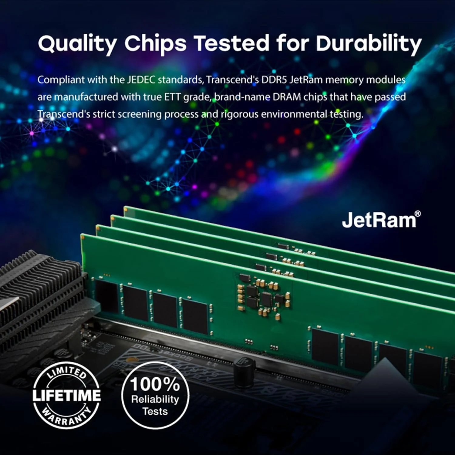 Transcend JETRAM DDR5 5600MHz U-DIMM 2Rx8 CL46 1.1V (32GB, 48GB) (JM5600ALE-32G, JM5600ALE-48G) - Image 3
