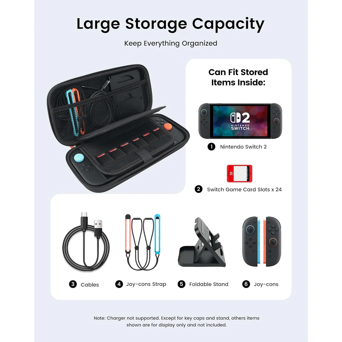 Transnovo Portable Hard Case with Basic Protection Kit for Nintendo Switch 2 (Black) (NS2-CC02-1) - Image 4