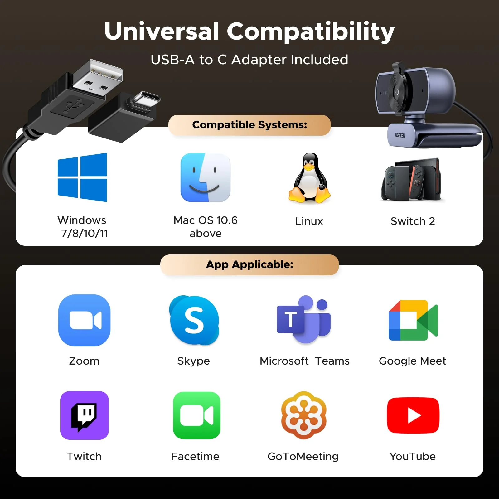 Ugreen 4K 30FPS USB Ultra HD Webcam (CM831/65381) - Image 3