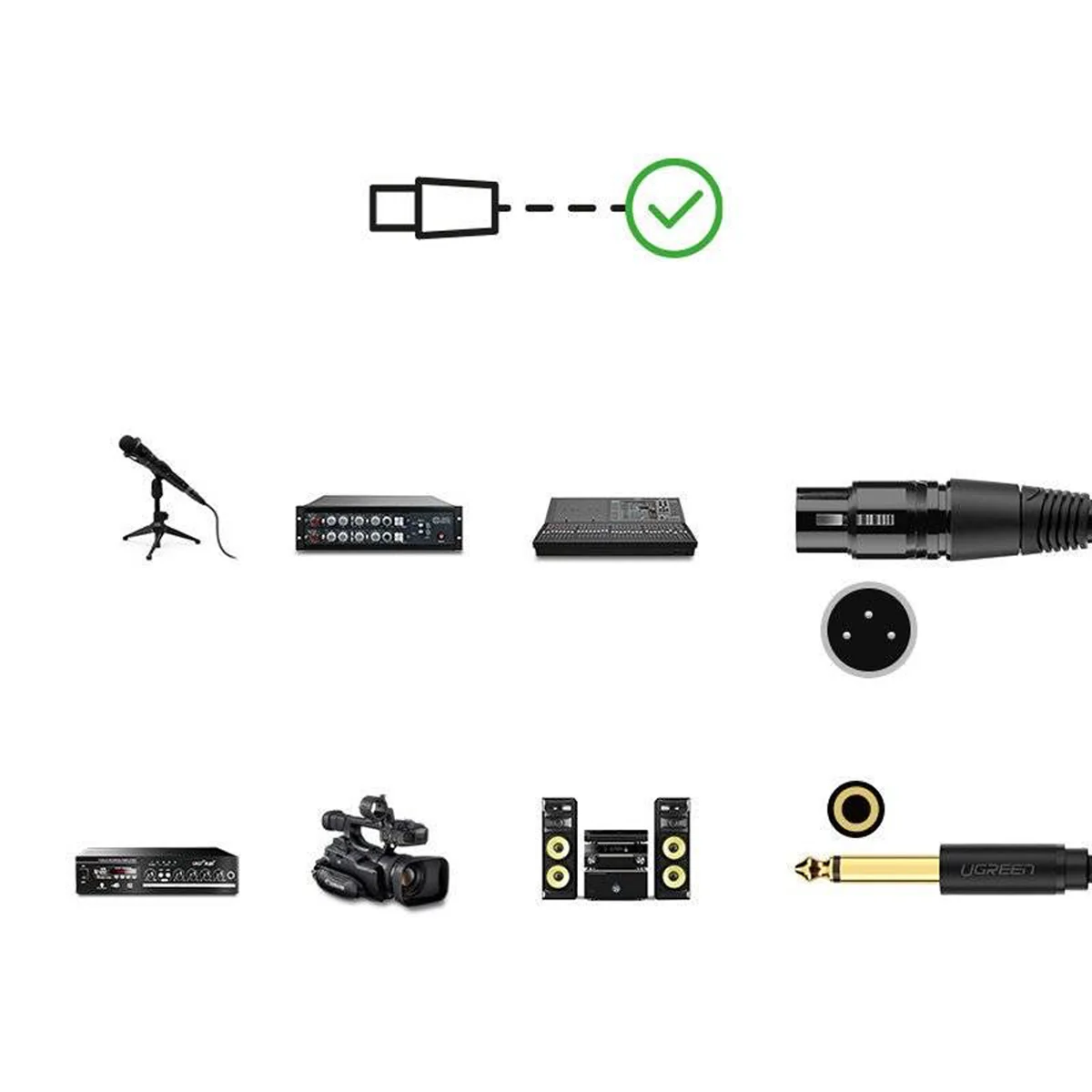 Ugreen 6.5mm Male to XLR Female Cable - 5m (Black) (AV131/20721) - Image 4