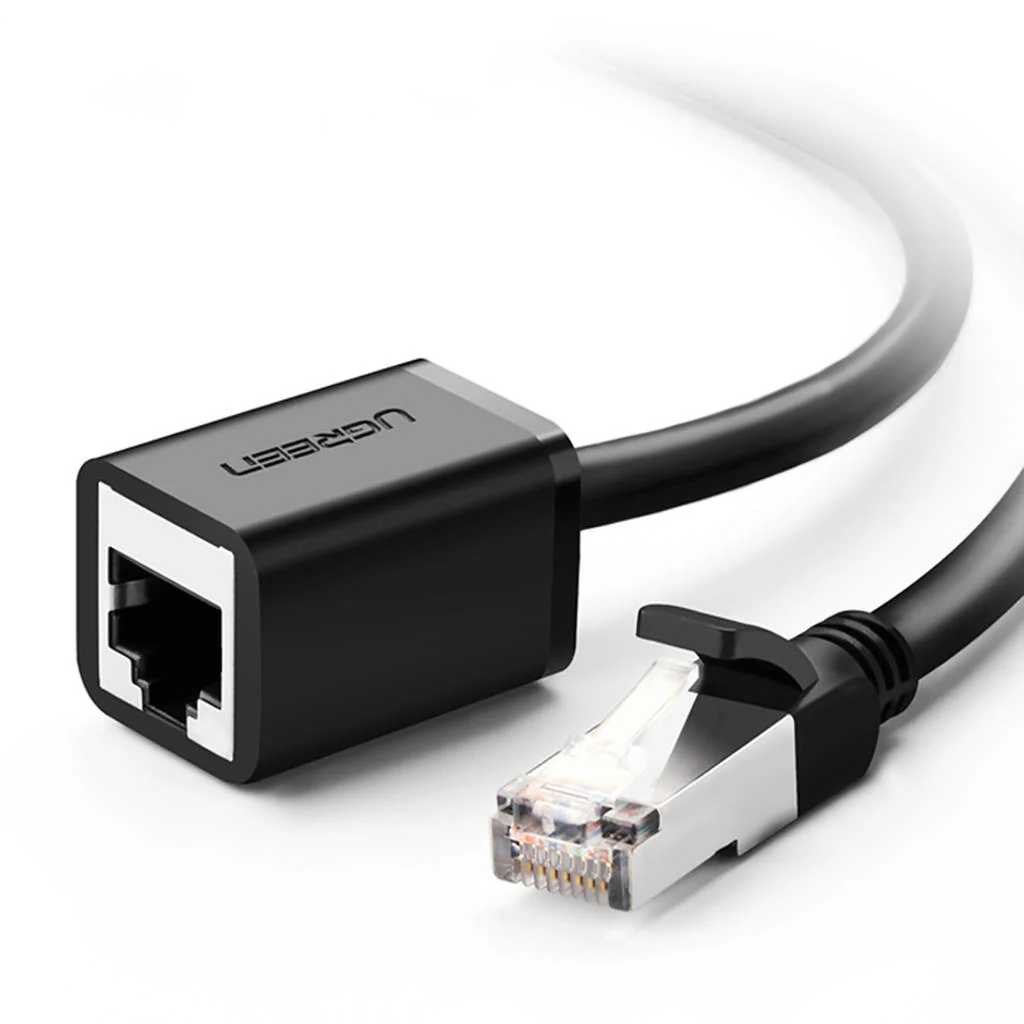 Ugreen Cat6 F/UTP Male to Female Ethernet Extension Cable - 1m (Black) (NW112/11279) - Image 2