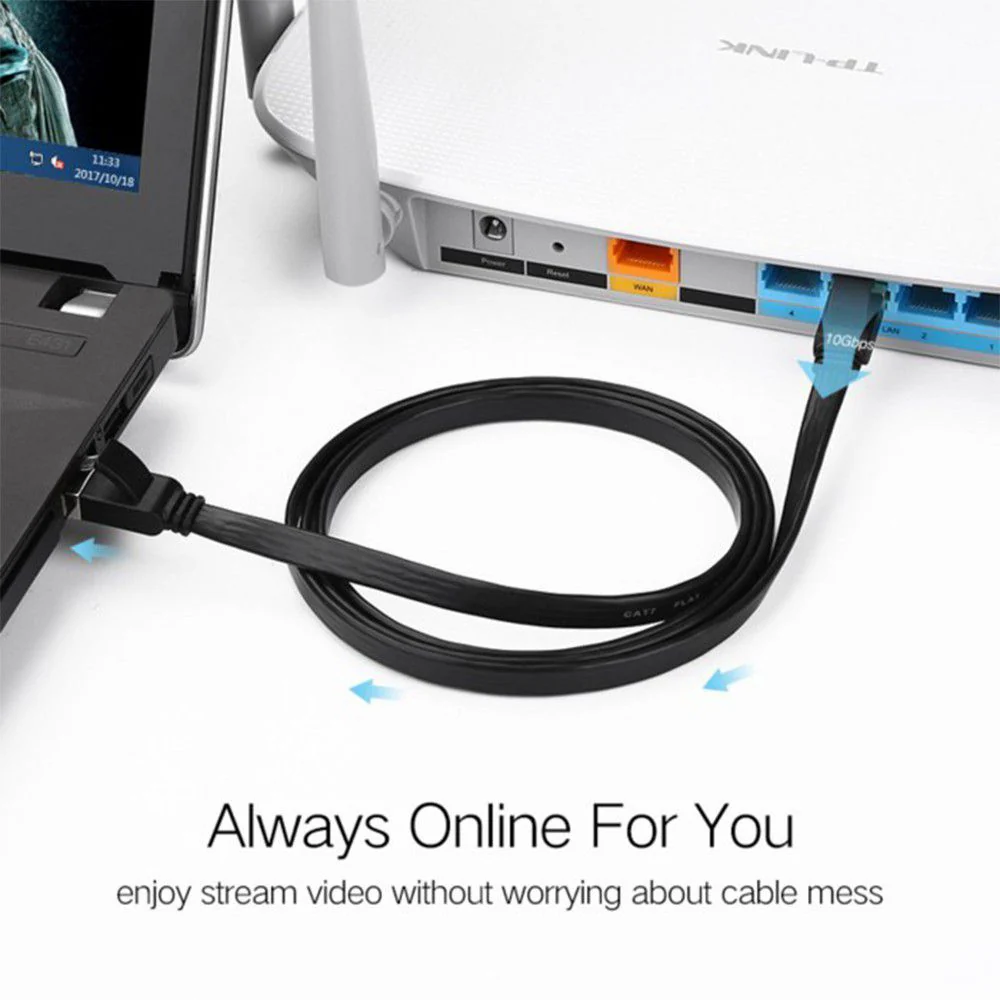 UGreen CAT6 UTP Flat Ethernet Cable - 1M (Black) (NW102/50173) - Image 5