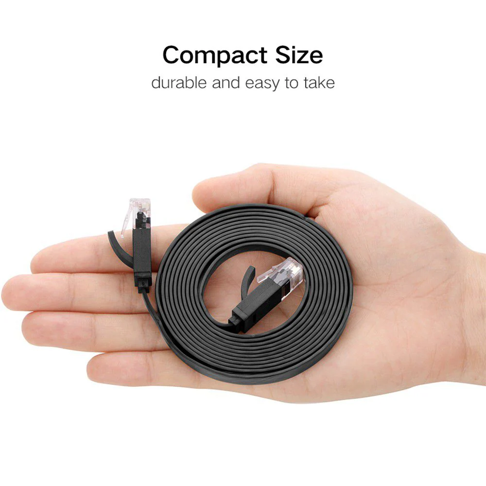UGreen CAT6 UTP Flat Ethernet Cable - 3M (Black) (NW102/50175) - Image 3