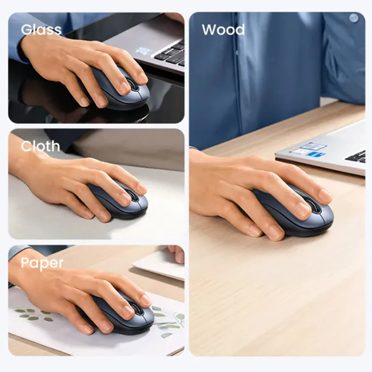 Ugreen Multi-Mode 1600DPI Wireless Mouse (Blue, Grey) - Image 3