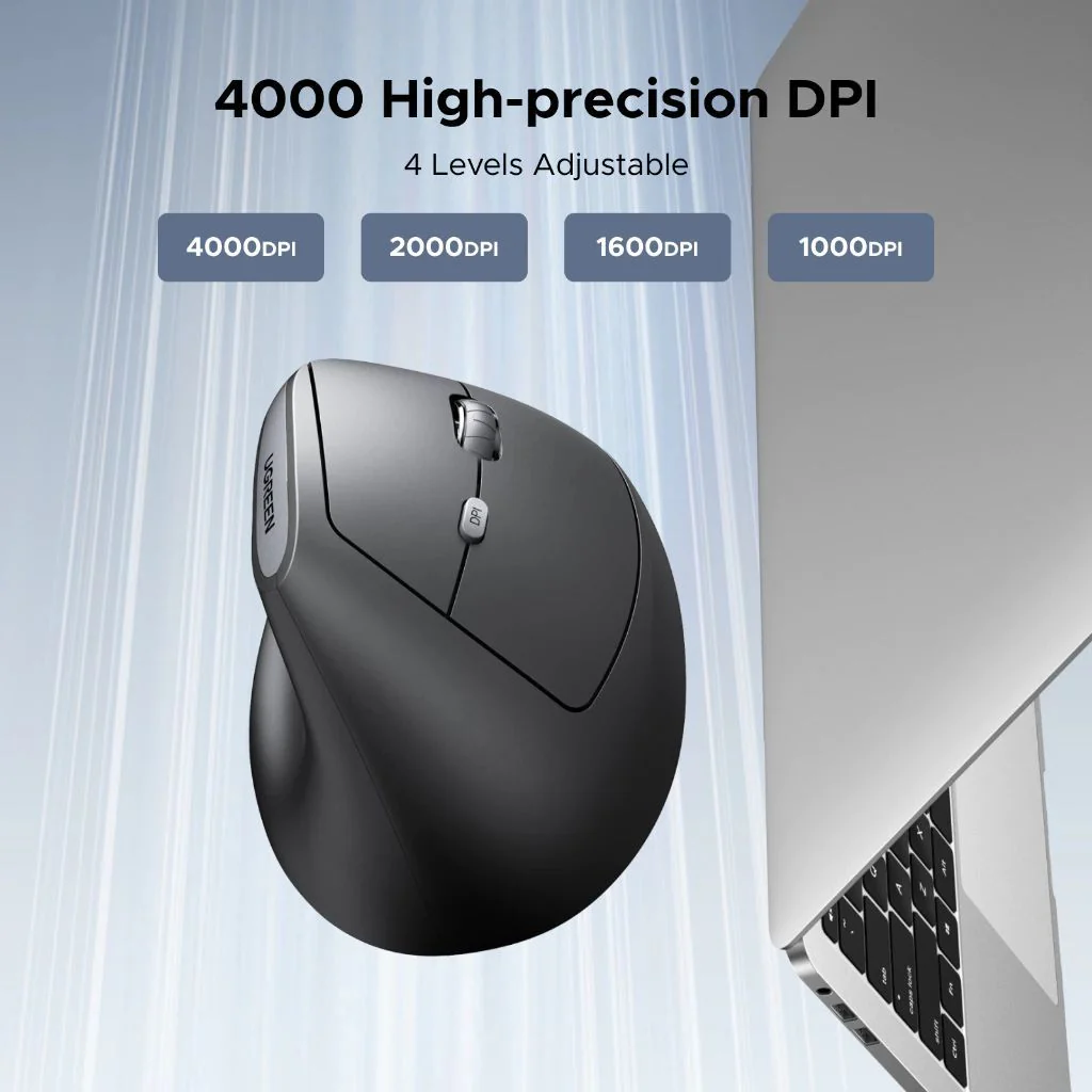 Ugreen Multi-Mode Wireless Vertical Mouse (Black) (M371/75545B) - Image 8