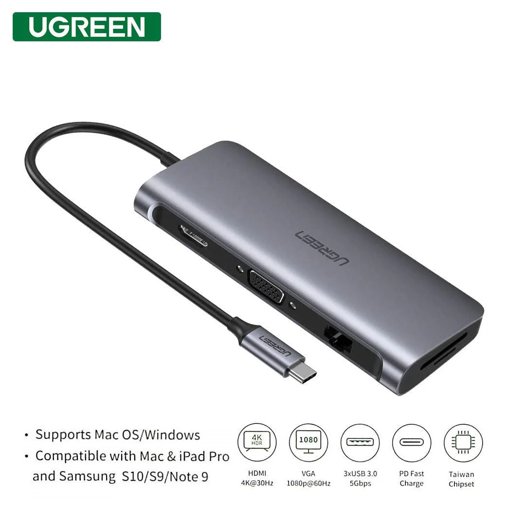 UGREEN USB-C 9-In-1 Multifunctional Adapter (Gray) (CM179/40873)