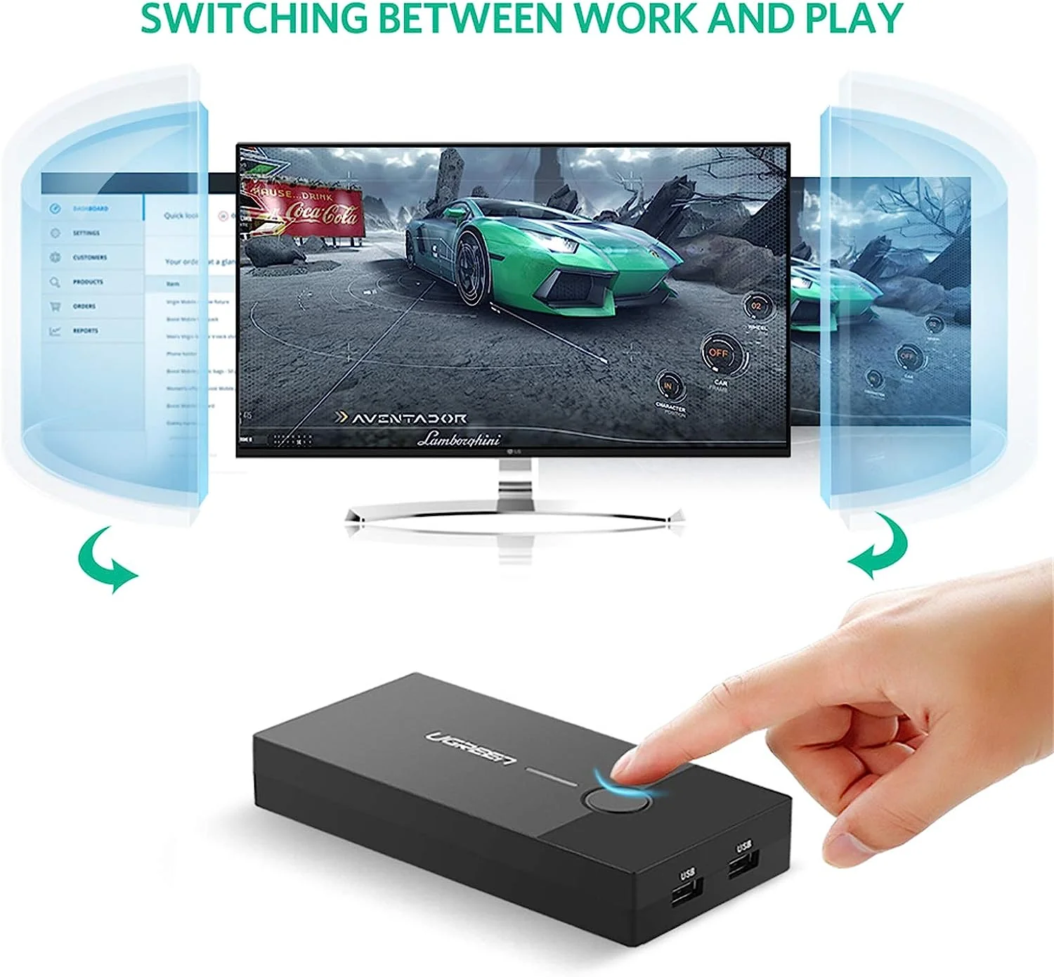 UGreen VGA 2-Port USB KVM Switch Box (Black) (30357) - Image 2