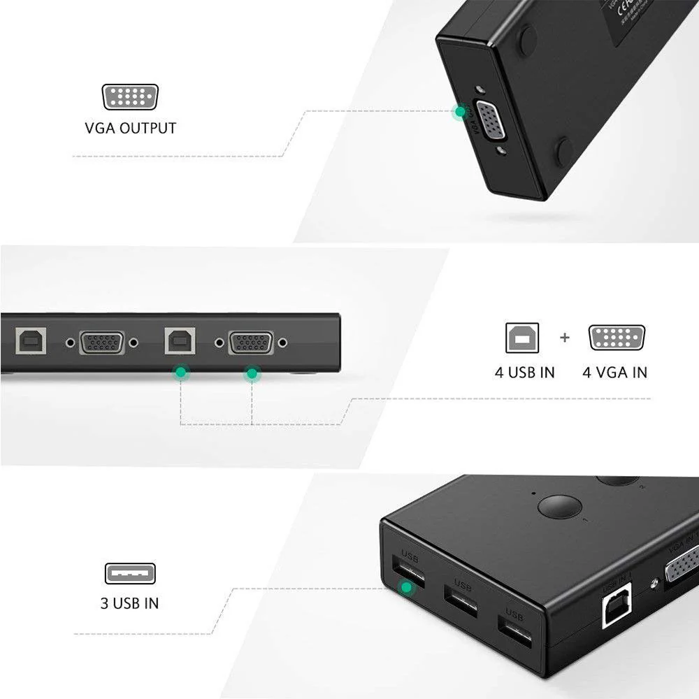 Ugreen VGA 4-Port USB KVM Switch Box (CM154/50280) - Image 3