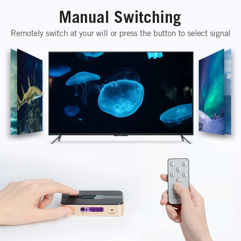 Vention 5-in-1 Out HDMI Switcher (Black) (ACDG0) - Image 6