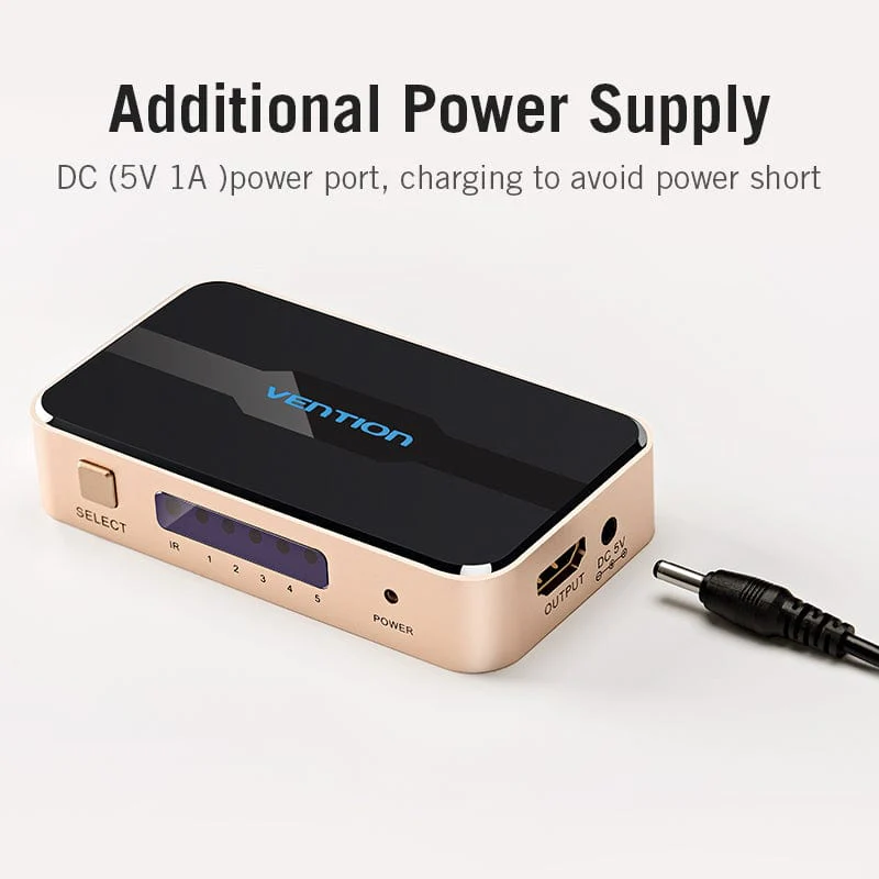 Vention 5-in-1 Out HDMI Switcher (Black) (ACDG0) - Image 7