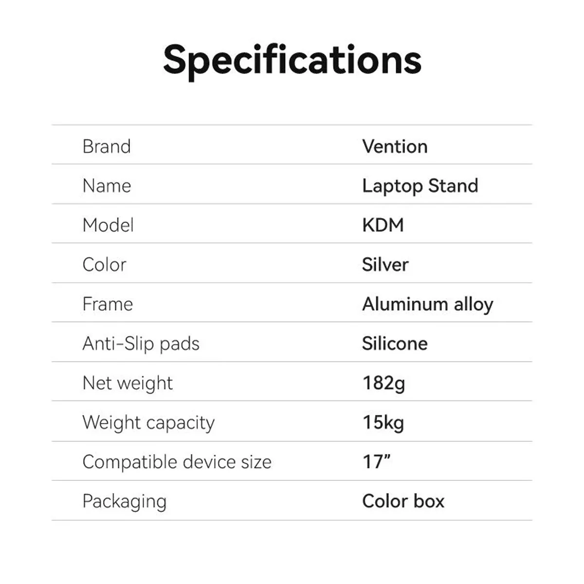Vention Foldable Laptop Stand - Silver Aluminum Alloy Type (KDMI0) - Image 11