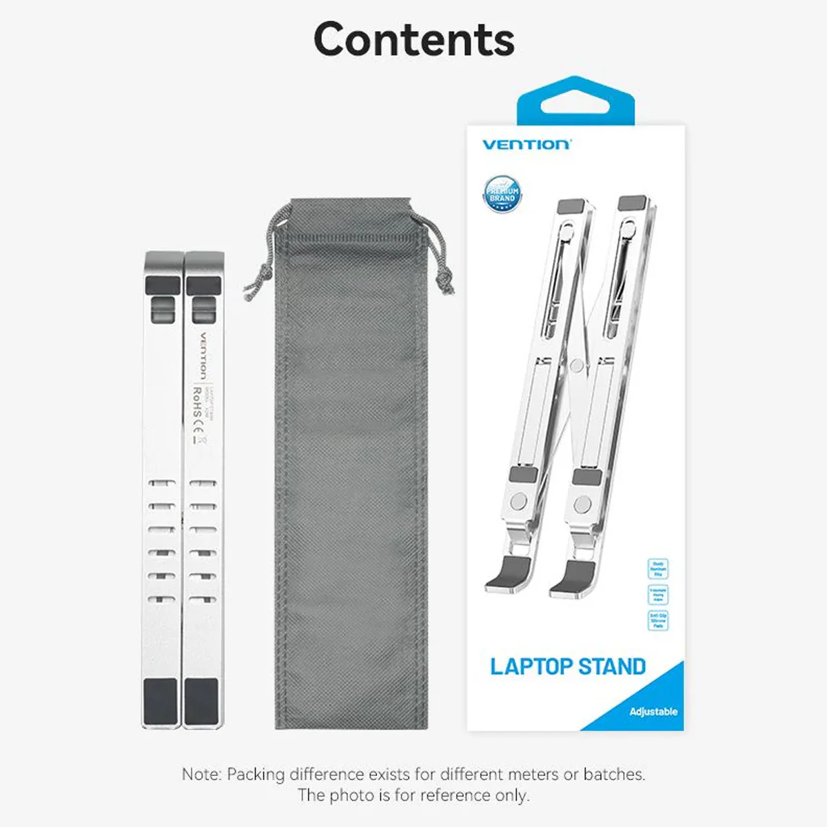 Vention Foldable Laptop Stand - Silver Aluminum Alloy Type (KDMI0) - Image 2