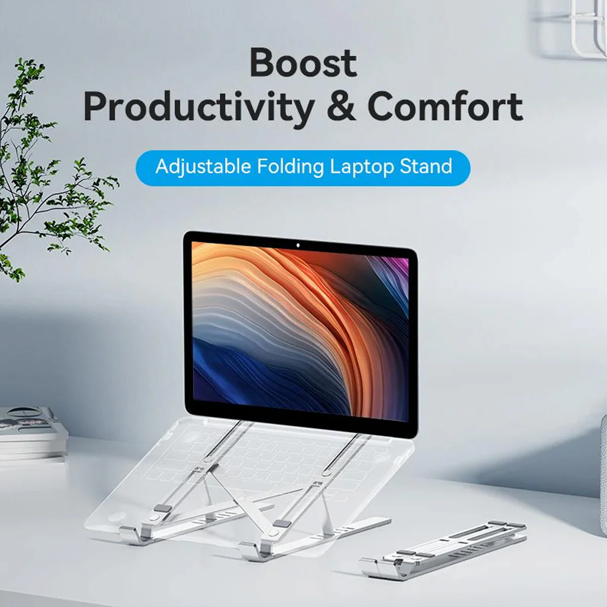 Vention Foldable Laptop Stand - Silver Aluminum Alloy Type (KDMI0) - Image 3