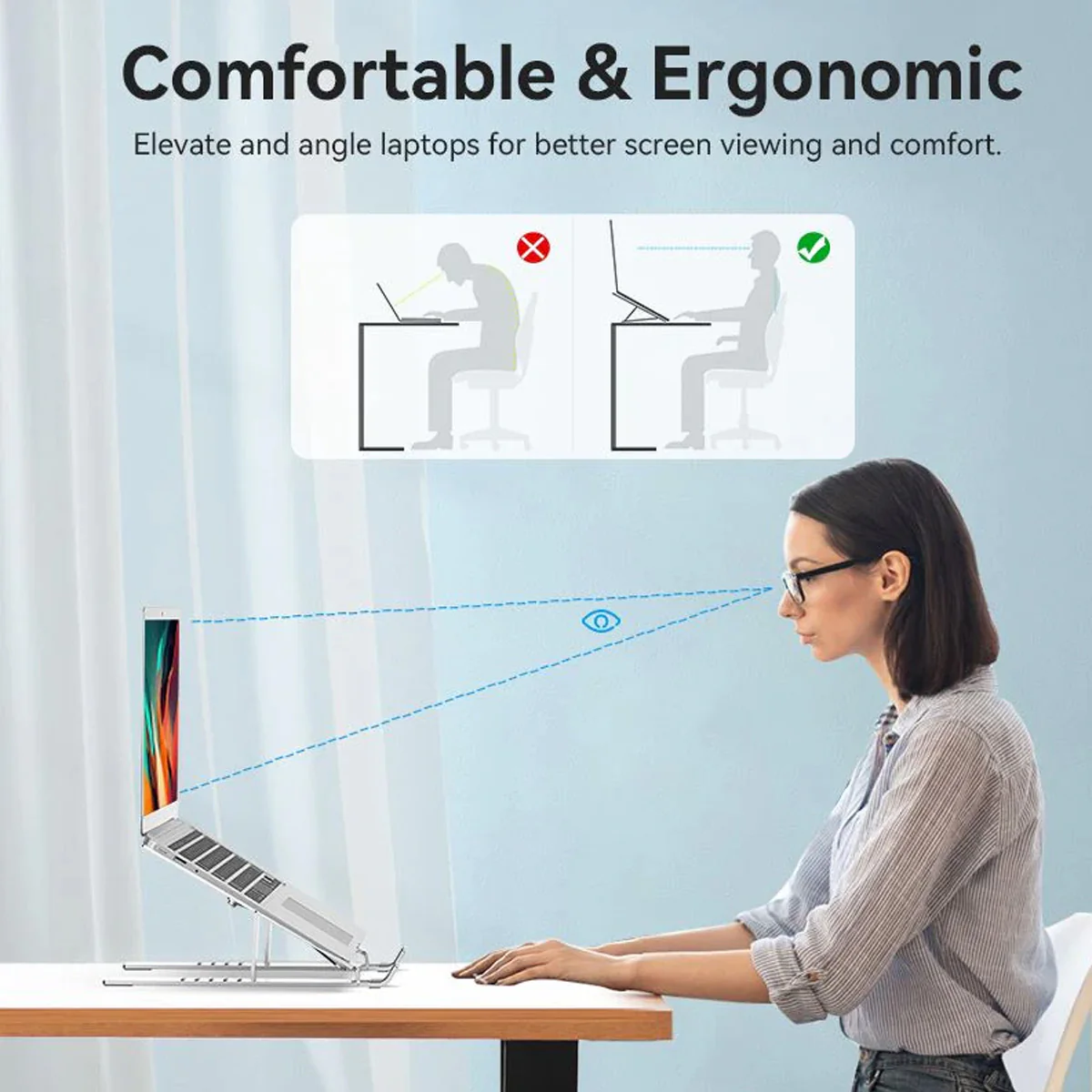 Vention Foldable Laptop Stand - Silver Aluminum Alloy Type (KDMI0) - Image 4