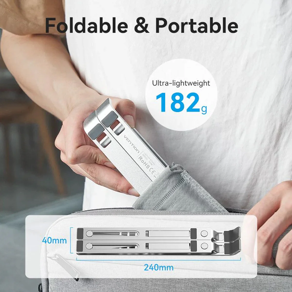 Vention Foldable Laptop Stand - Silver Aluminum Alloy Type (KDMI0) - Image 9