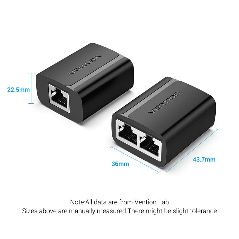 Vention RJ45 PVC Type Splitter Adapter (Black) (IPTB0) - Image 2