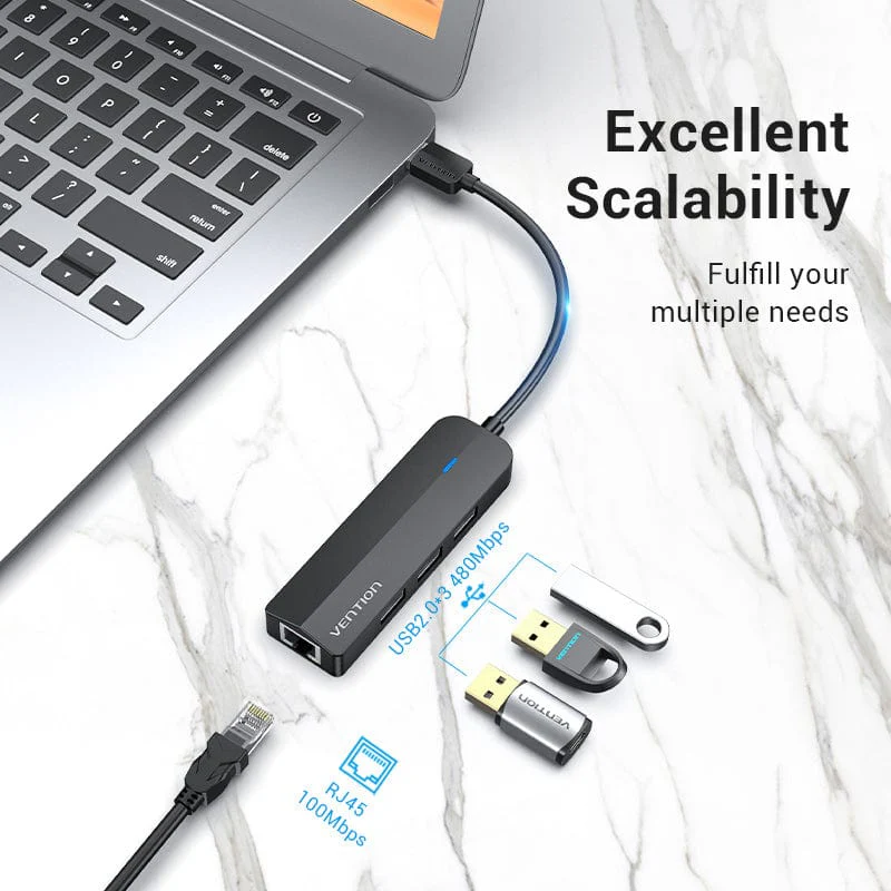 Vention USB 2.0 Ethernet Adapter - USB-A + RJ45 - 0.15M (CEGBB) - Image 13